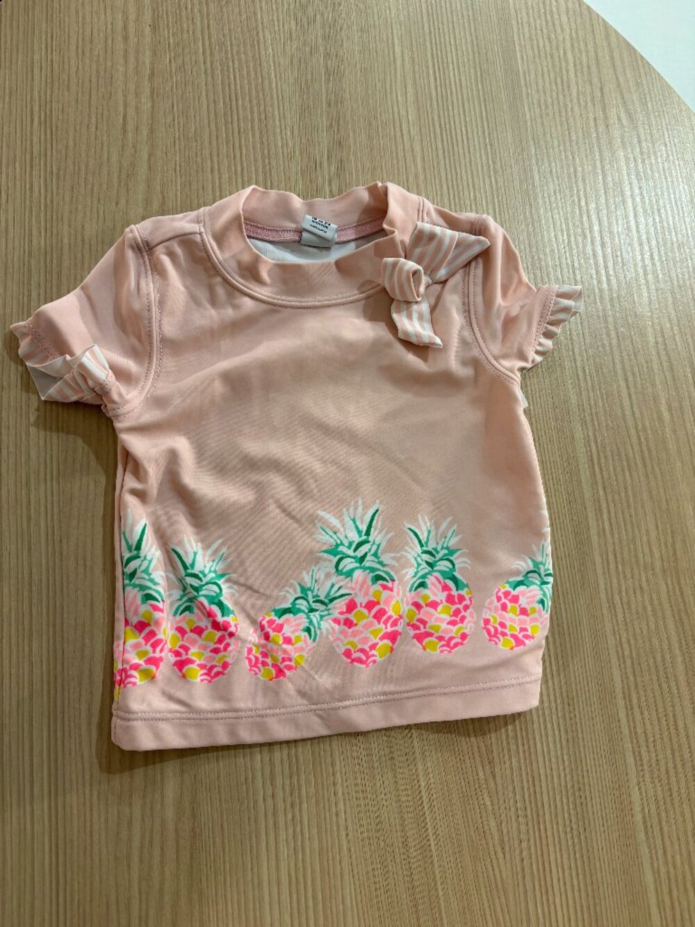 Janie and Jack Rashguard 18-24 Months Nylon Spandex Pink Pineapple Print Bow